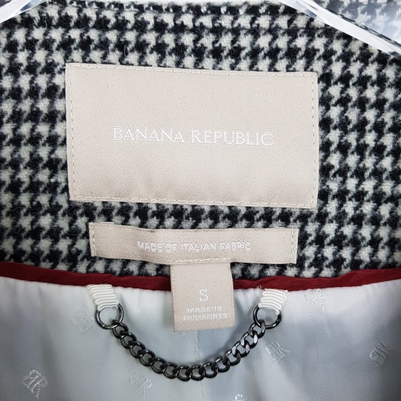 BANANA REPUBLIC Black & White Houndstooth Car Coat - Picture 5 of 7
